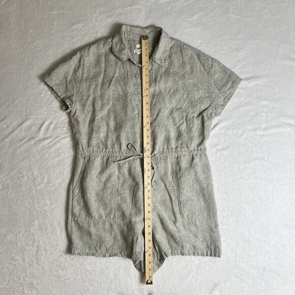 C&C California Women's Linen Jumpsuit Shorts Size XL Gray Minimalist Beachy Airy - Picture 11 of 12